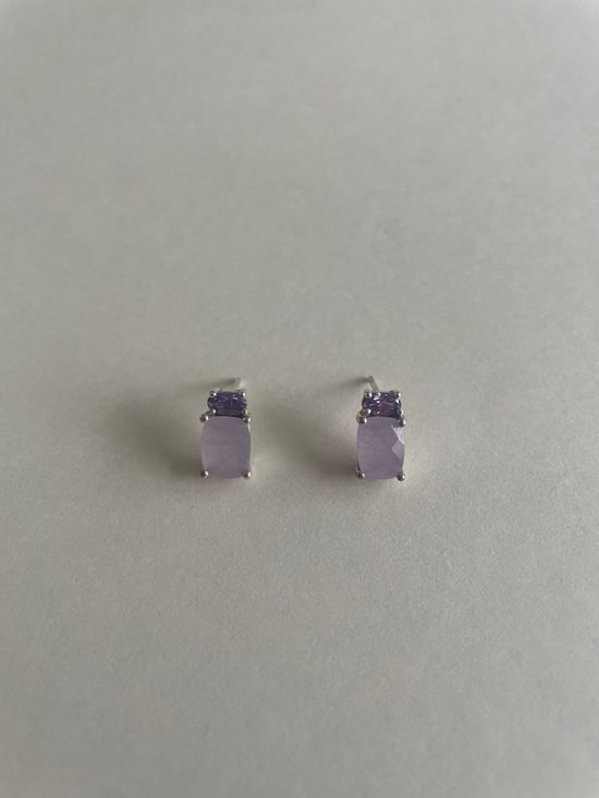 Jewelry - Vintage Sterling Silver Purple Quartz & Purple CZ Earrings